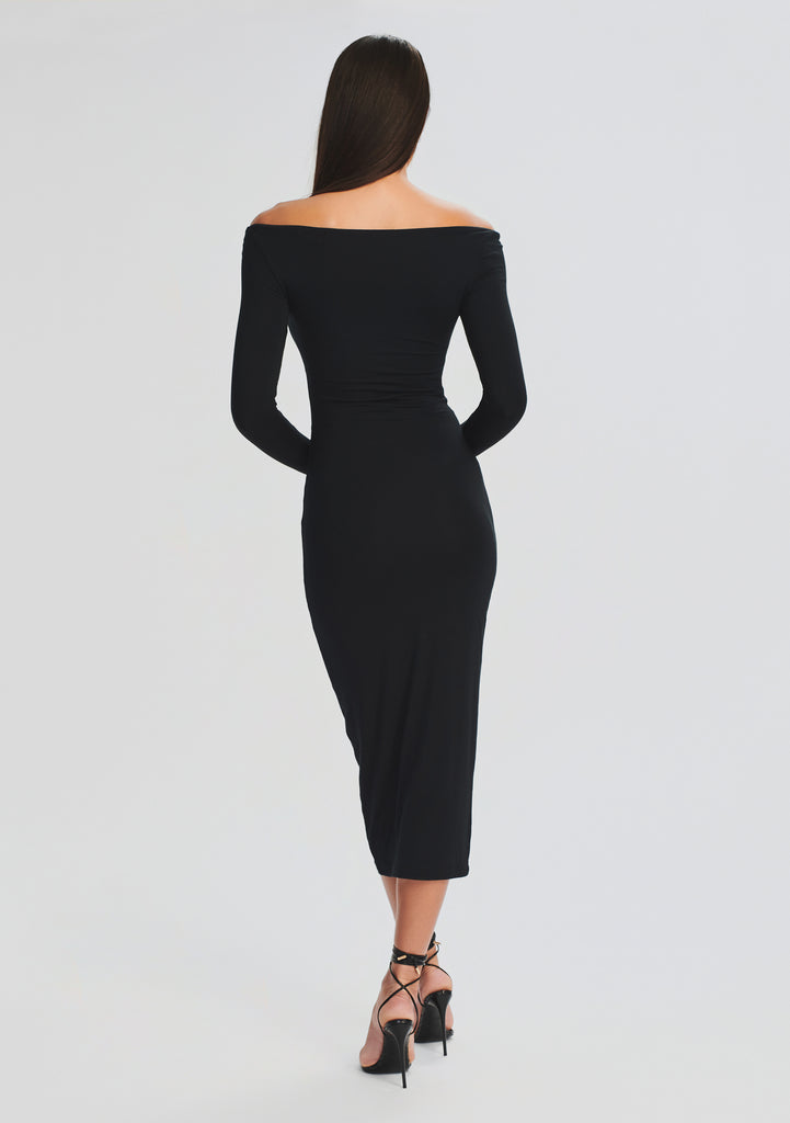 seroya black dress Lotus General Fabric: AW26 Bow String Women Japanese Style Black Size:38 Long Lightweight jersey fabric