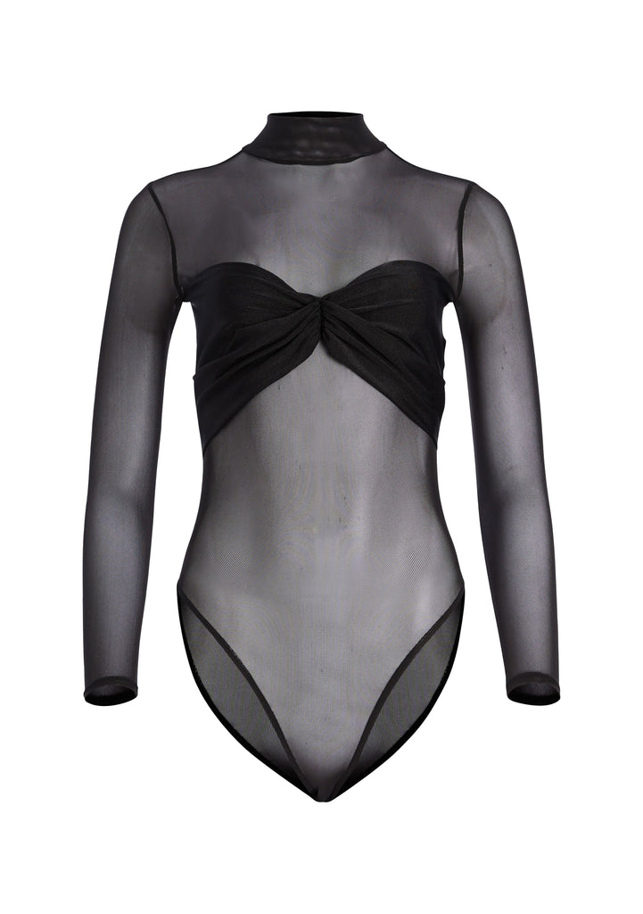インナー・ルームウェアその他 Saint Laurent FW24 Black mesh bodysuit (796584Y76SO 1000) Saint Laurent Bodysuits Tops | Fall 2025 Collection | FWRD