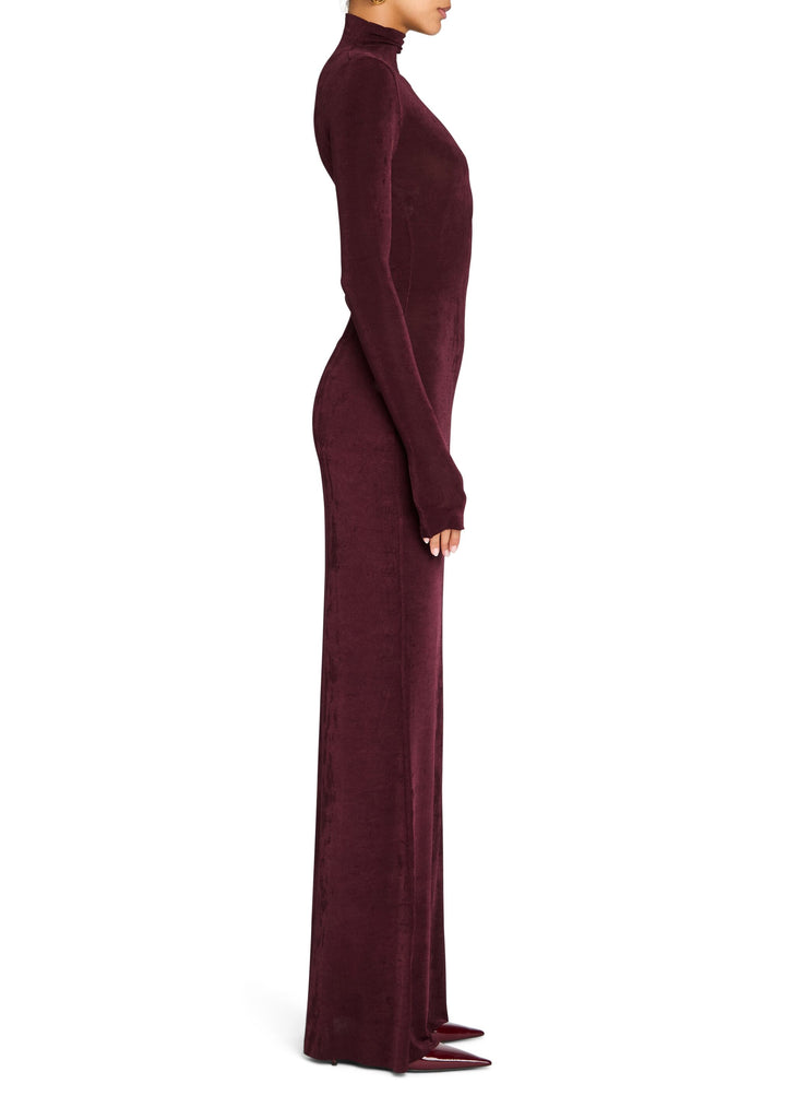 kim k burgundy dress Burgundy Kim Kardashian (Kim K) Tight Keyhole High Neck Dress Long Sle Hoprom