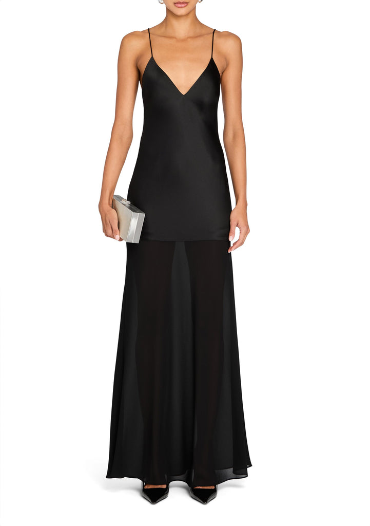 SEROYA Vienna Satin Maxi Dress in Black - Size L SEROYA Vienna Satin Maxi Dress in Black - Size L