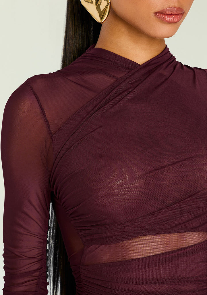 ser o ya moxey mini dress Moxey Ruched Mesh Mini Dress – SEROYA