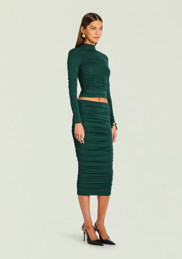 SEROYA Dulcie Ruched Top in Dark Green