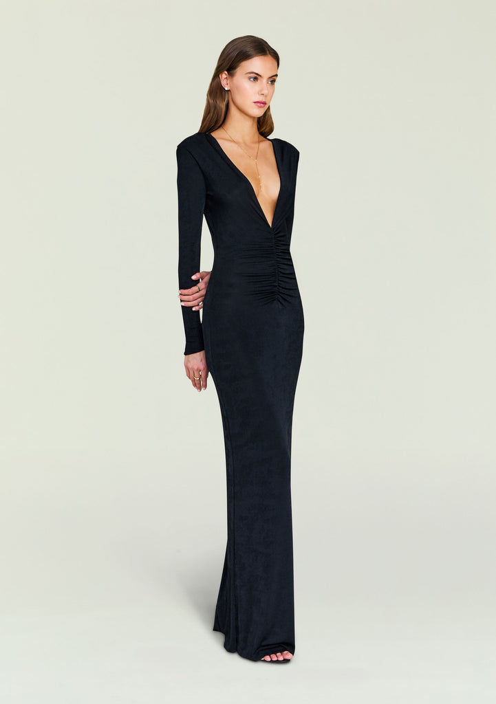 princess polly baby blue dress Sexy Black Suede Evening Dresses 2018 Trumpet Mermaid V Neck 1 2 Sleeves  Appliques Lace Floor Length Long Backless Formal Dresses main image 0