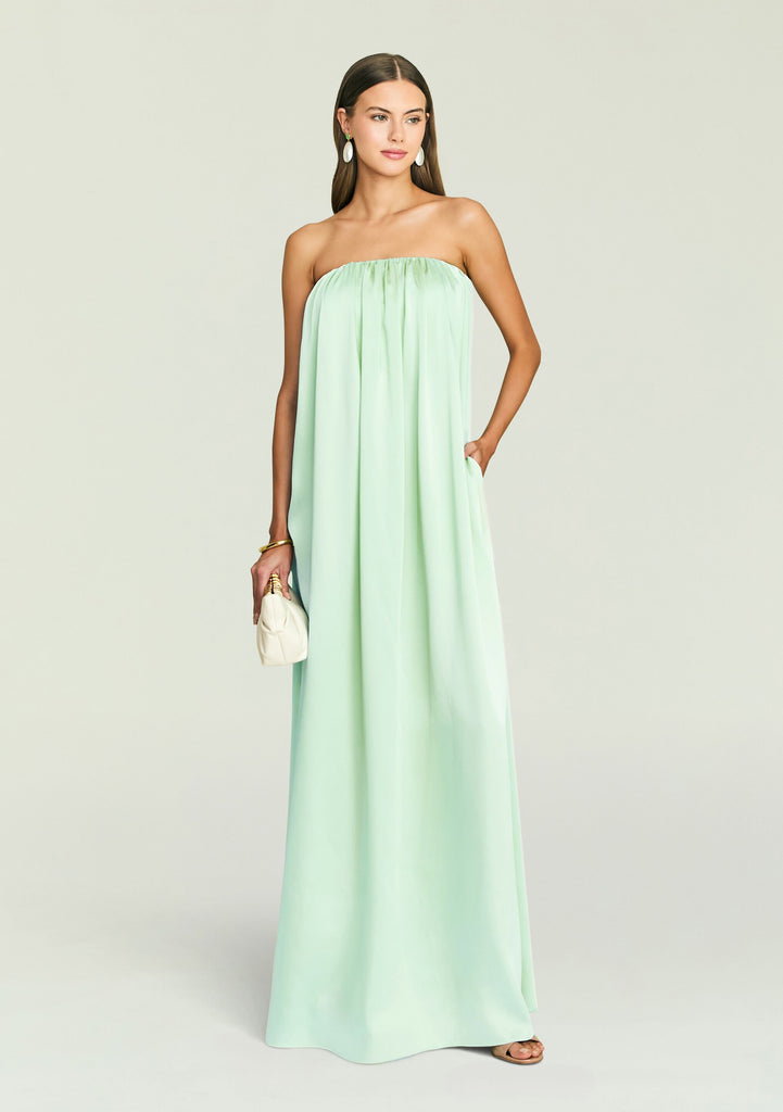 satin maxi dress formal Mariah Satin Maxi Dress With Ruffle Detail – Minuet Apparel
