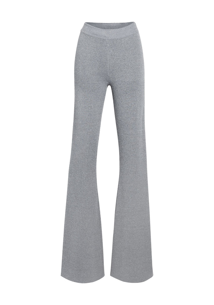 Black Textured Glitter Mesh Flared Pants | Bottoms