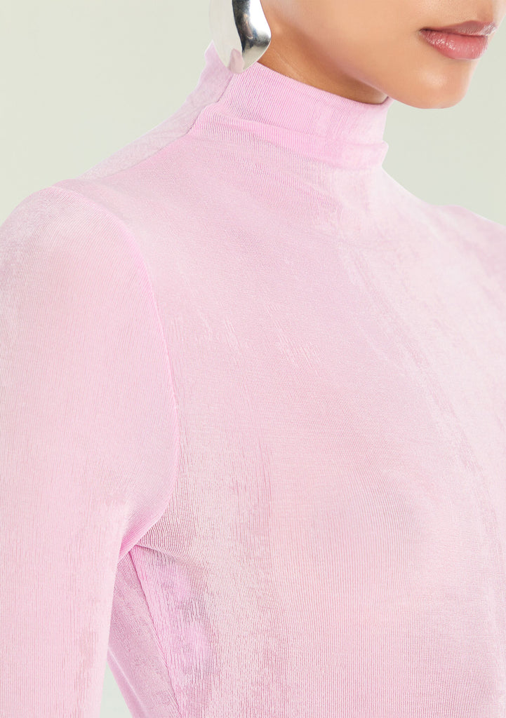 mock neck long sleeve mumu dress pink Kim Maxi Dress – SEROYA