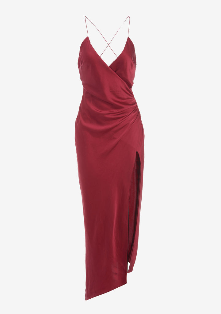 Lluvia Burgundy | Short Silky A-line Dress