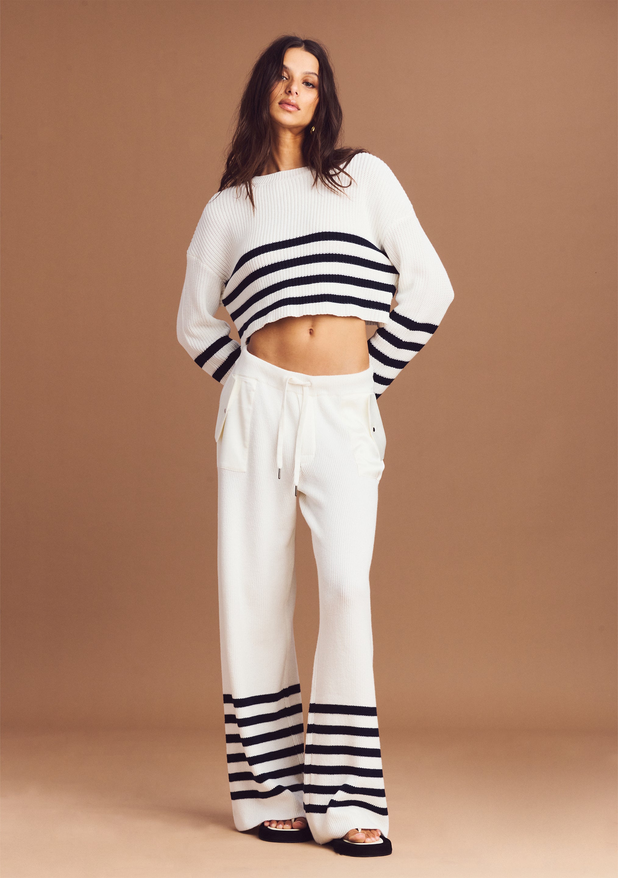 【Raucohouse】Yvonne Curved Dirty White Pants Poe Knit Pant – SER.O.YA