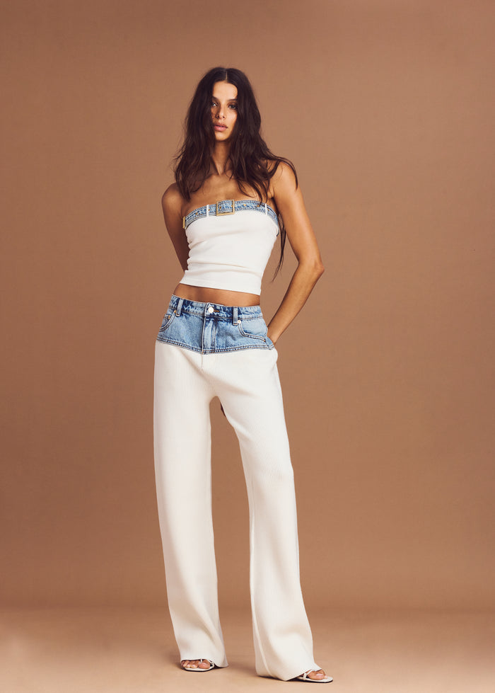 Chani Knit Denim Pant Slate Brown