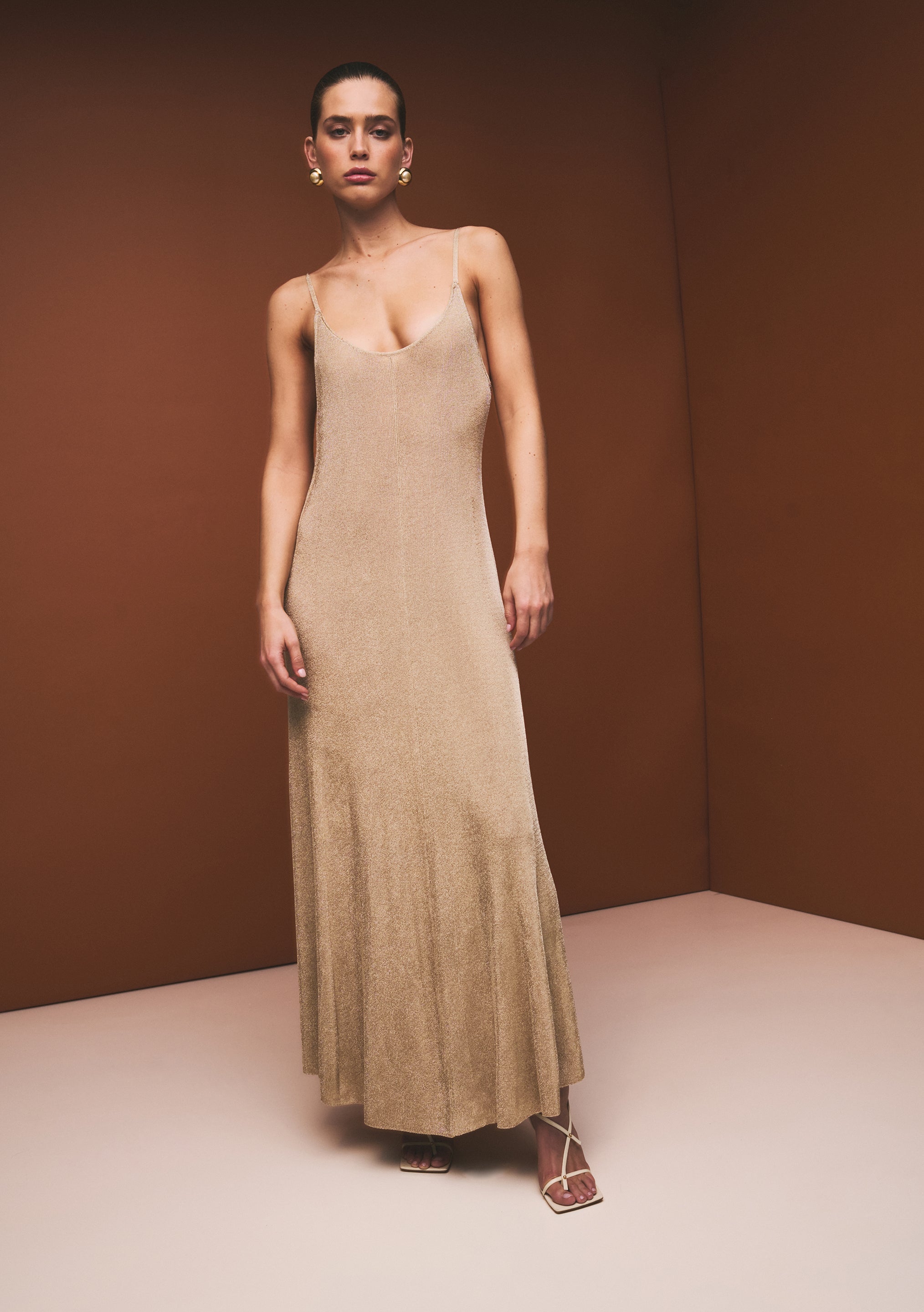 Mabeline Metallic Knit Maxi Dress – SEROYA