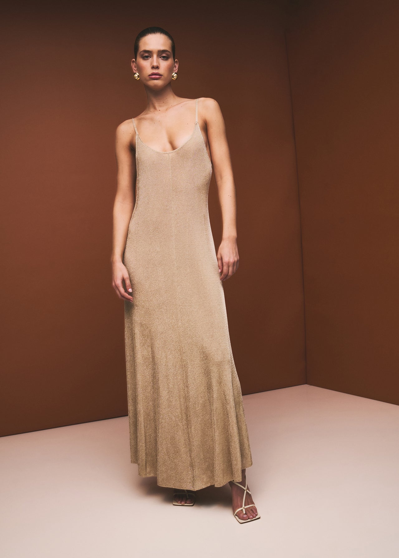 Mabeline Metallic Knit Maxi Dress Mabeline Metallic Knit Maxi Dress