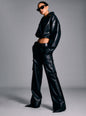 Fifer Vegan Leather Mid Rise Cargo Pant