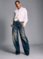 Rhia Crepe Draped Button Down