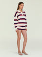 Taby Sweater worn by model featuring white base with navy and red horizontal stripes thumbnail image 3 of 5