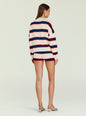 Back view of Taby Sweater on model showing white base with navy and red stripes thumbnail image 4 of 5