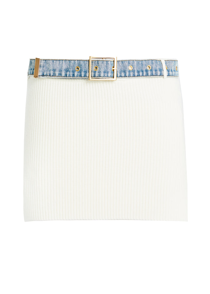 Cape Knit Denim Skirt