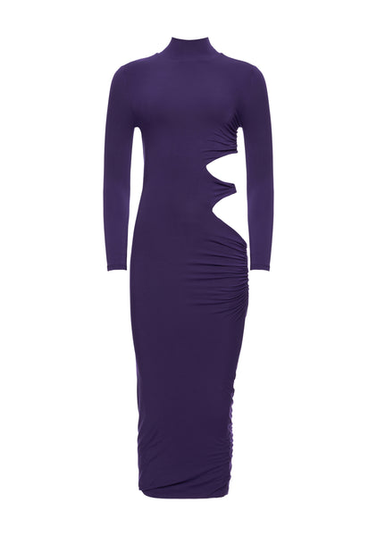 purple long sleeve cut out dress Chroma Dress