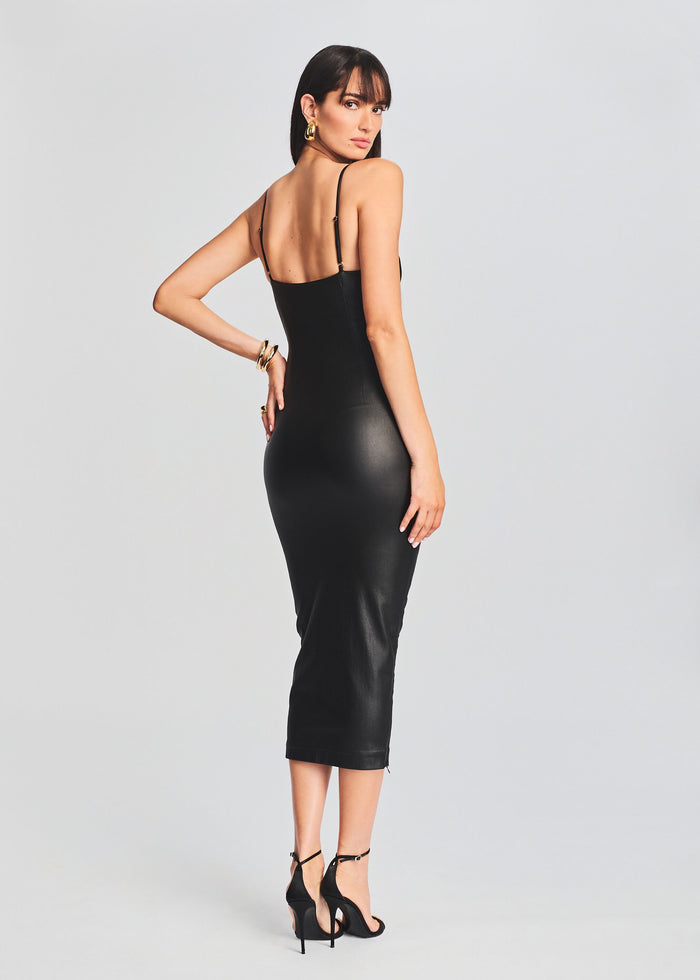 black bodycon denim dress Denim Bustier Dress - Black