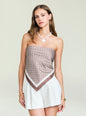 Hark Satin Top worn strapless with a brown geometric bandeau by a model thumbnail image 1 of 5