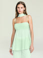 Tamara Top in mint green with ruched bust, thin straps, and a neck scarf. thumbnail image 1 of 5