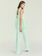 Mint green Mave Pant set featuring a draped back panel and wide leg trousers. thumbnail image 5 of 5