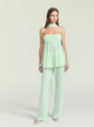 Front view of a model in mint green Tamara Top with halter neckline and twisted front detail thumbnail image 2 of 5