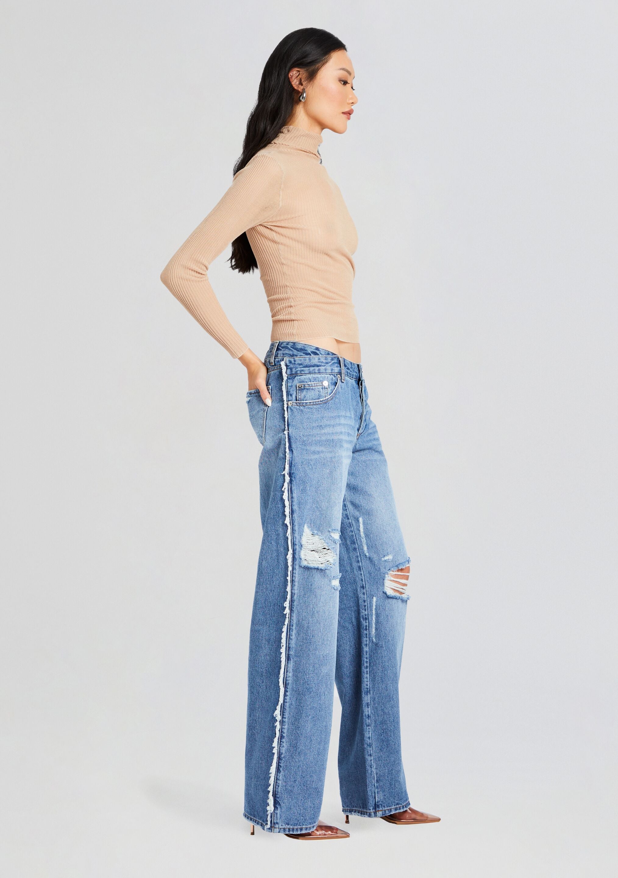 Sateen roma rise straight best sale leg jeans