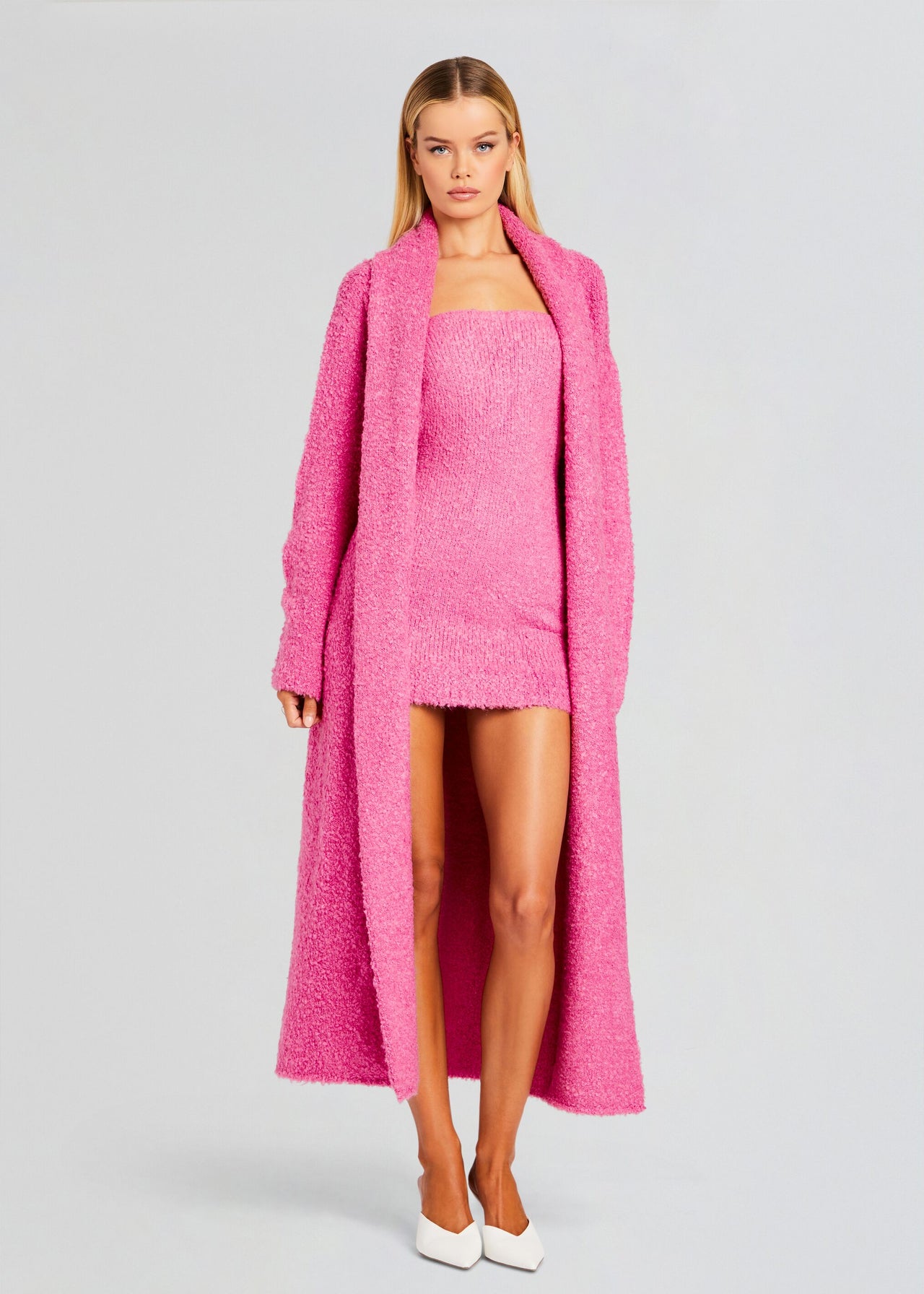 boucle dress pink self-portrait Boucle Mini Dress in Pink