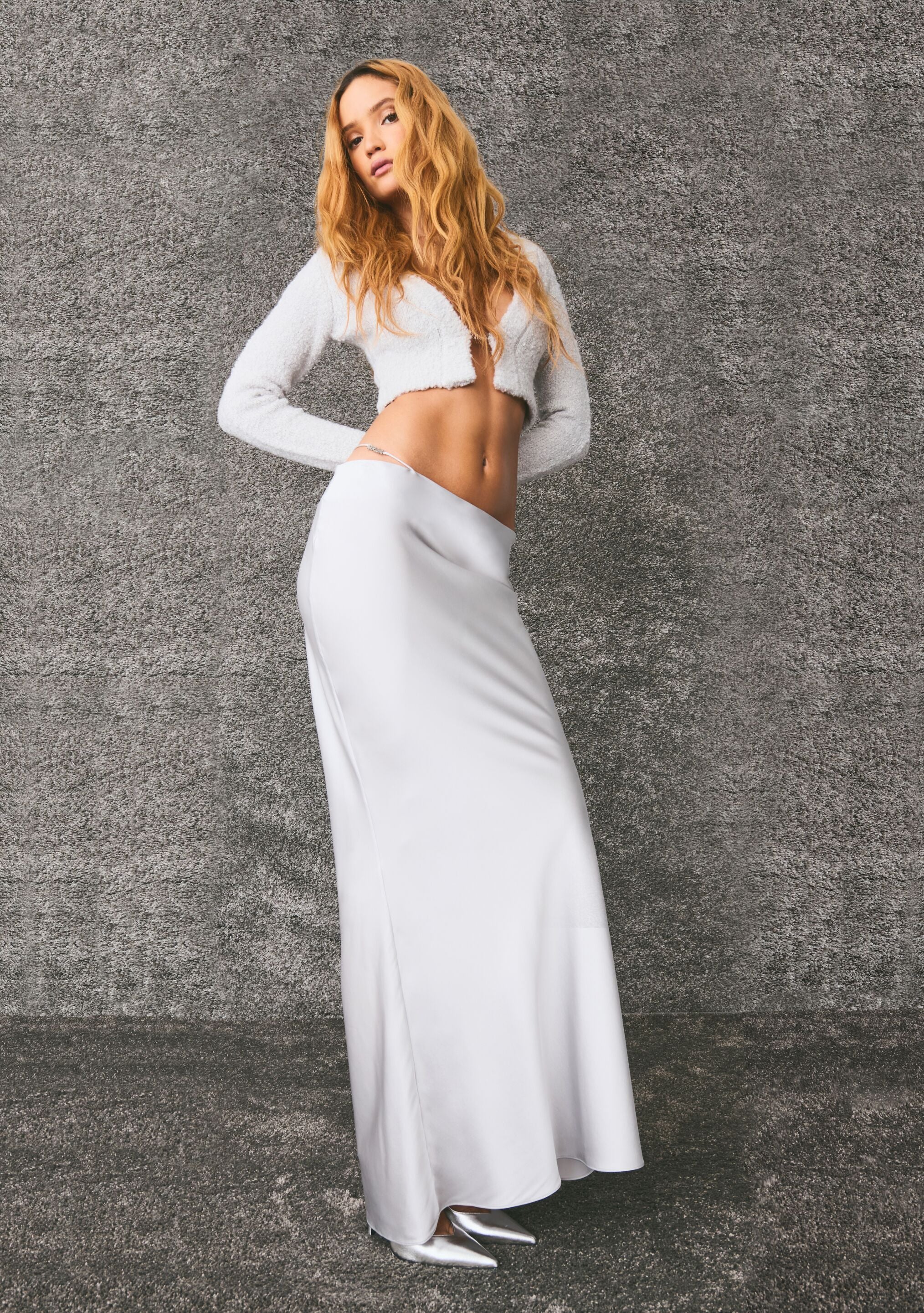 White silk maxi outlet skirt