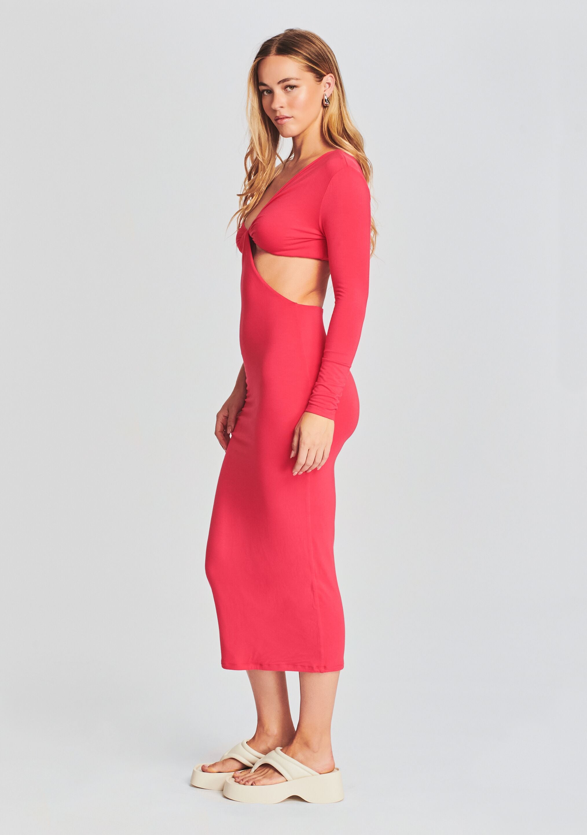 Ivana One Sleeve Midi Dress – SER.O.YA