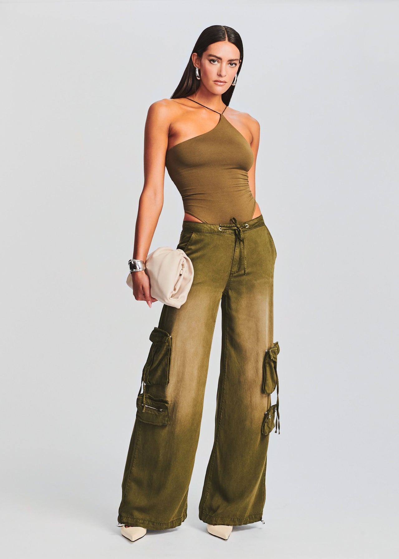 Green Flared Cargo Pants Camo Bellbottom Low Rise Trousers -  Finland