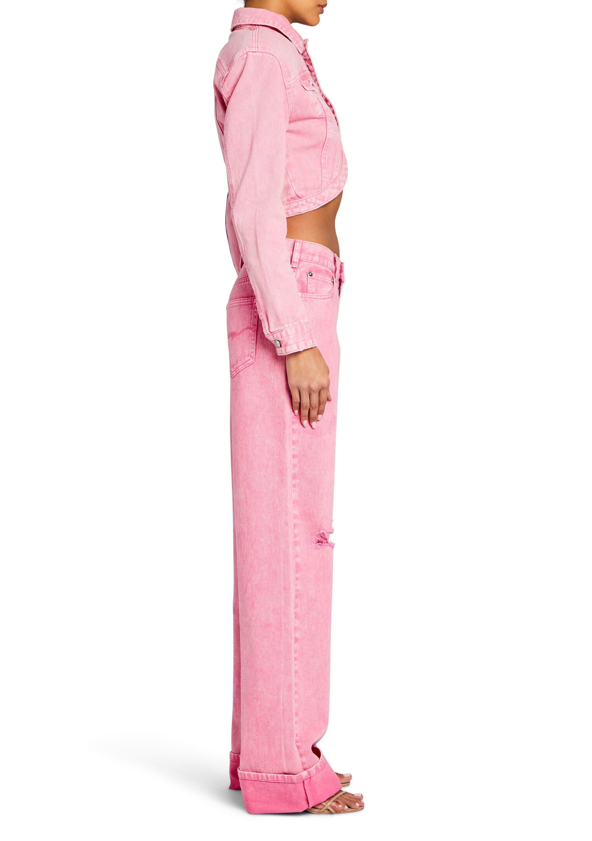 andmary heart hip denim pink stitch S♡ レディース