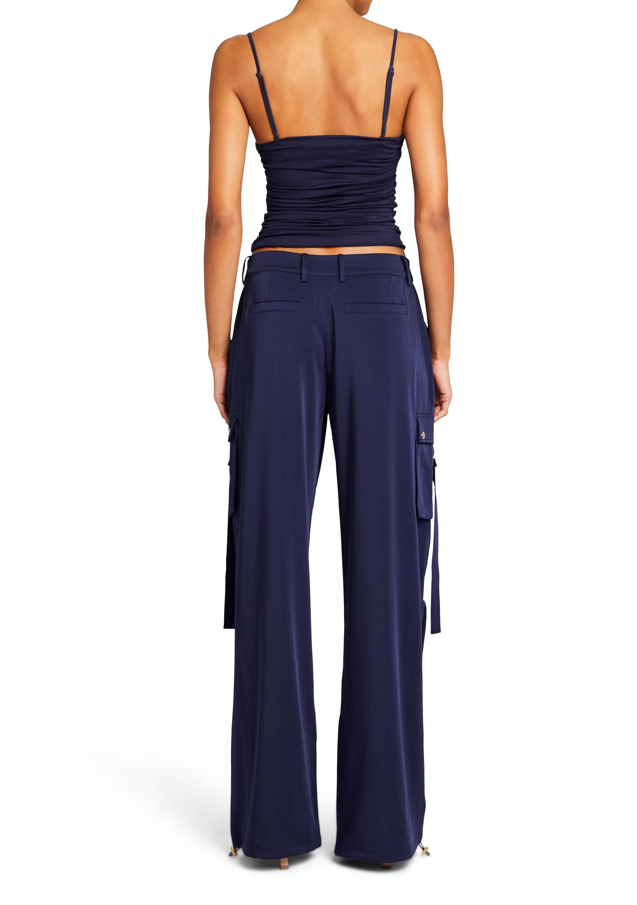Blue satin cargo pants store