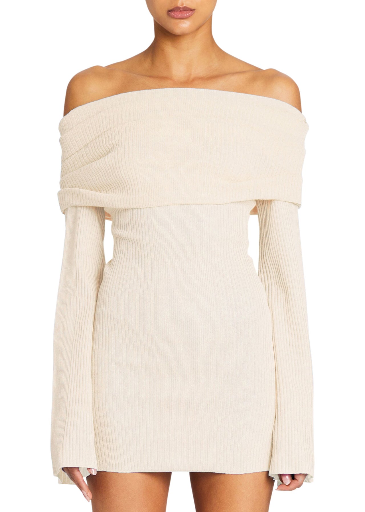 Galli Rib Knit Mini Dress Eggshell / XL