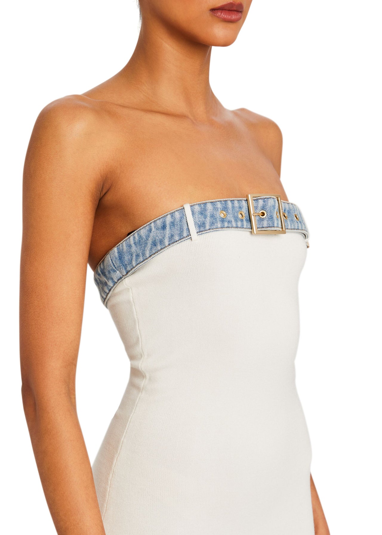 Blanche Knit Denim Dress – SEROYA