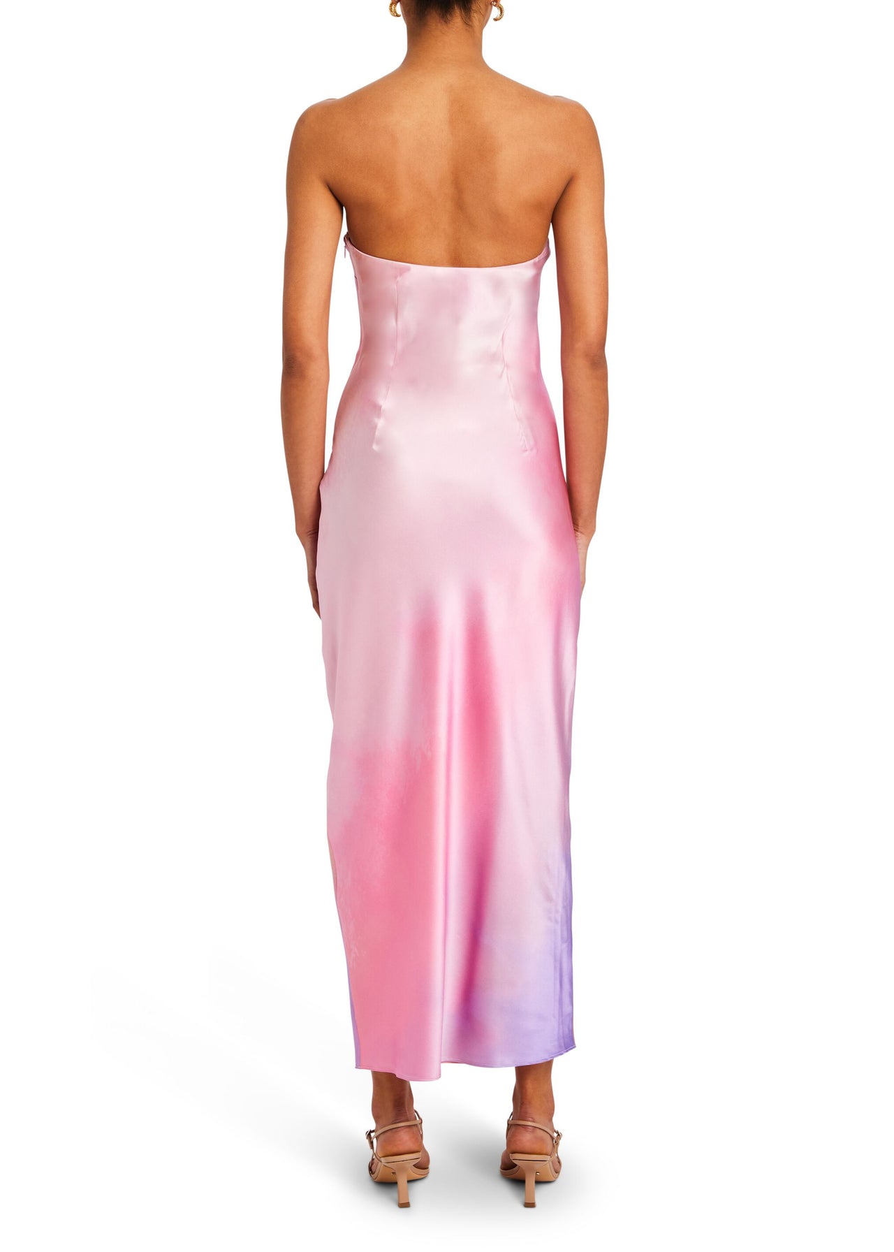 knee length dresses for ladies Strapless Contrast Belted Midi Dress main image 1
