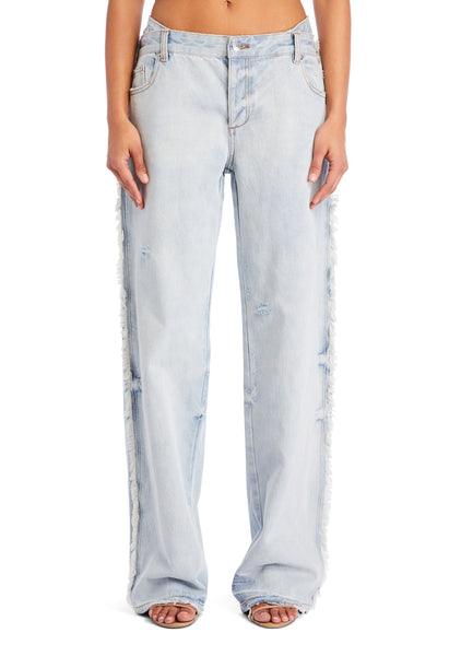 ★2024SS新作★ROMANTIC CROWN★REPAIRED WIDE JEAN Frame - Le High N Tight Wide Leg Raw Denim in Rossum 2Year
