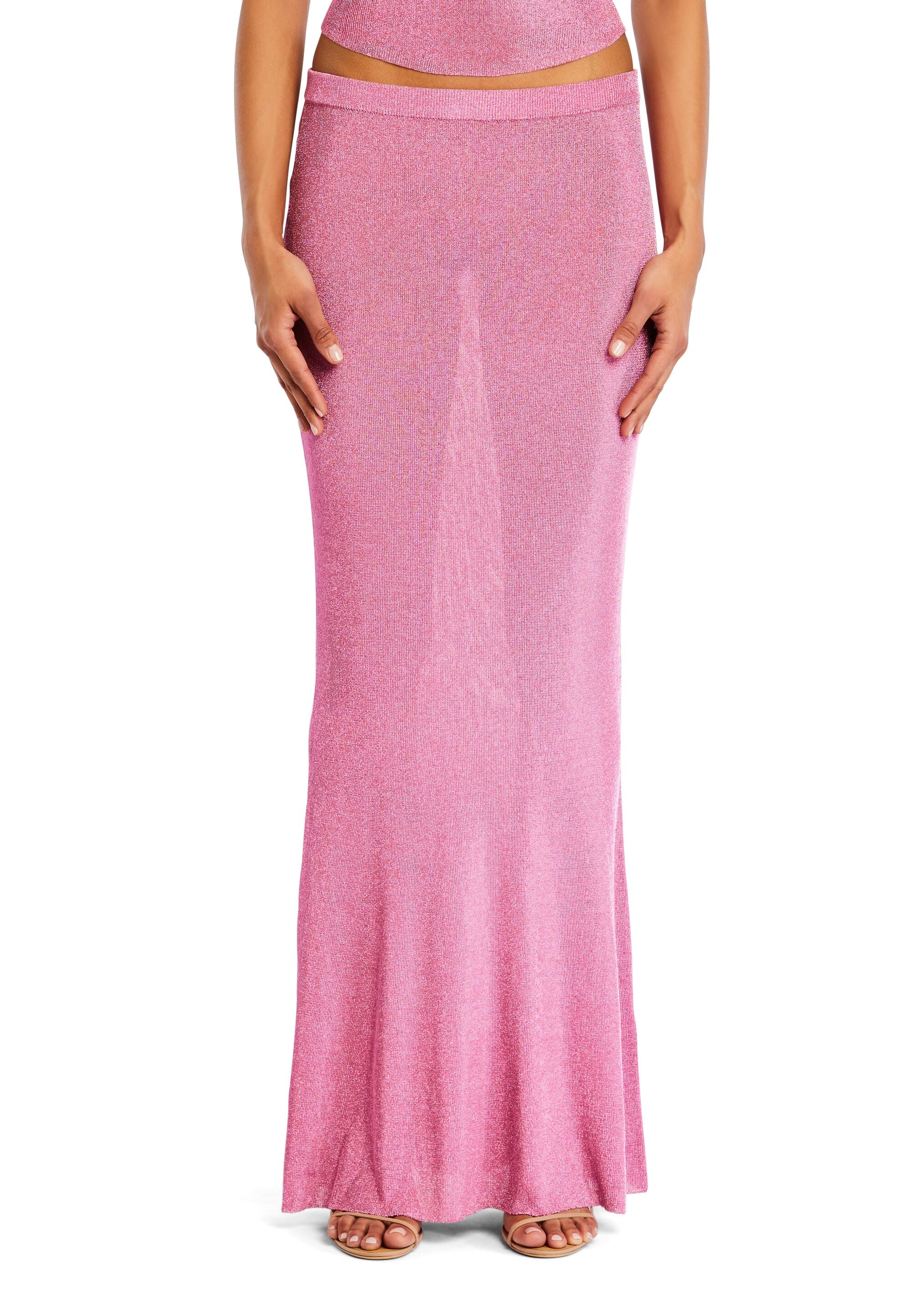 Pink metallic maxi skirt hotsell