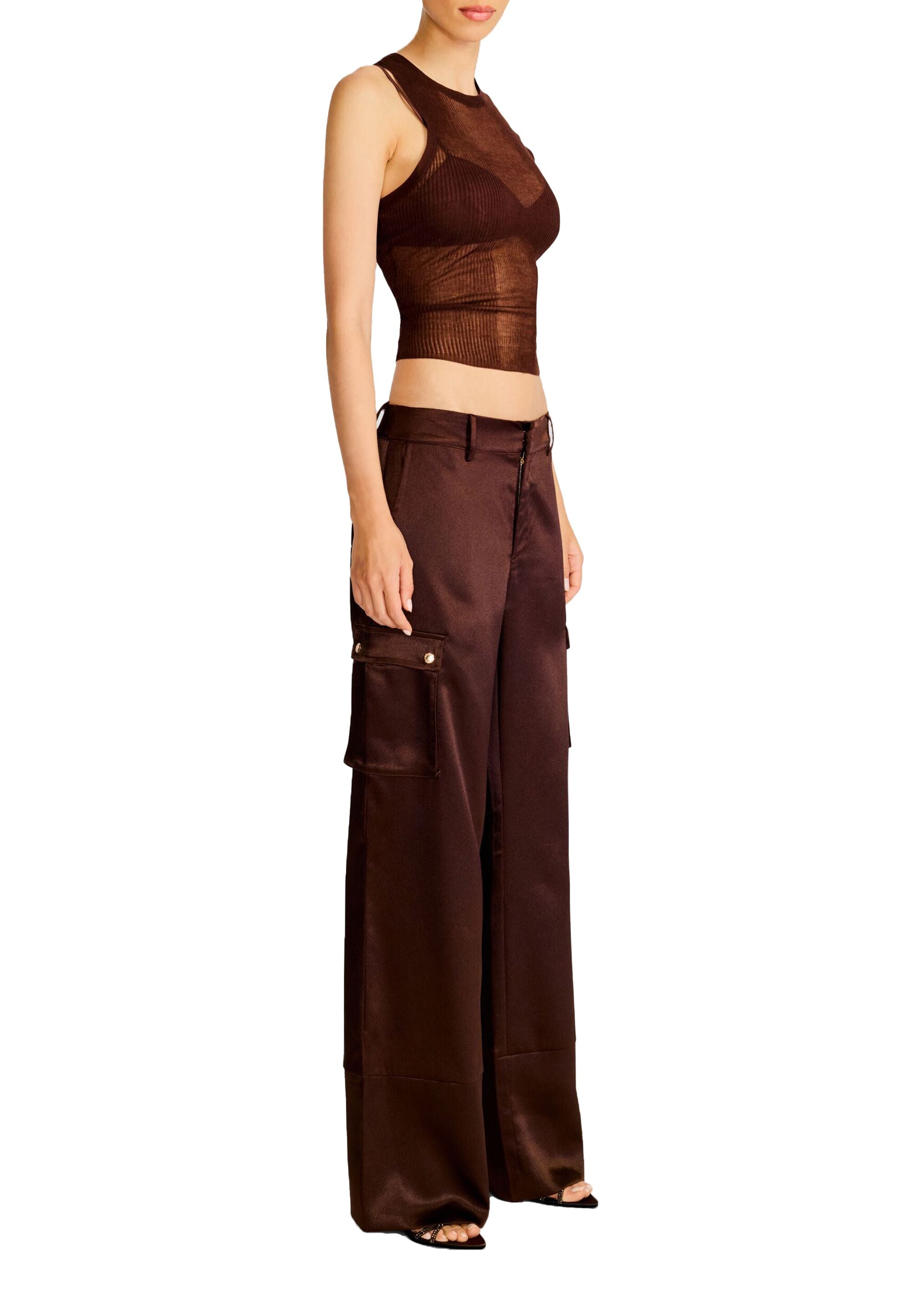 ★PISCESS★Ribbon Knit Cargo Pants★Brown★大人気★ BRP0601BrownHighWaistedStraigh