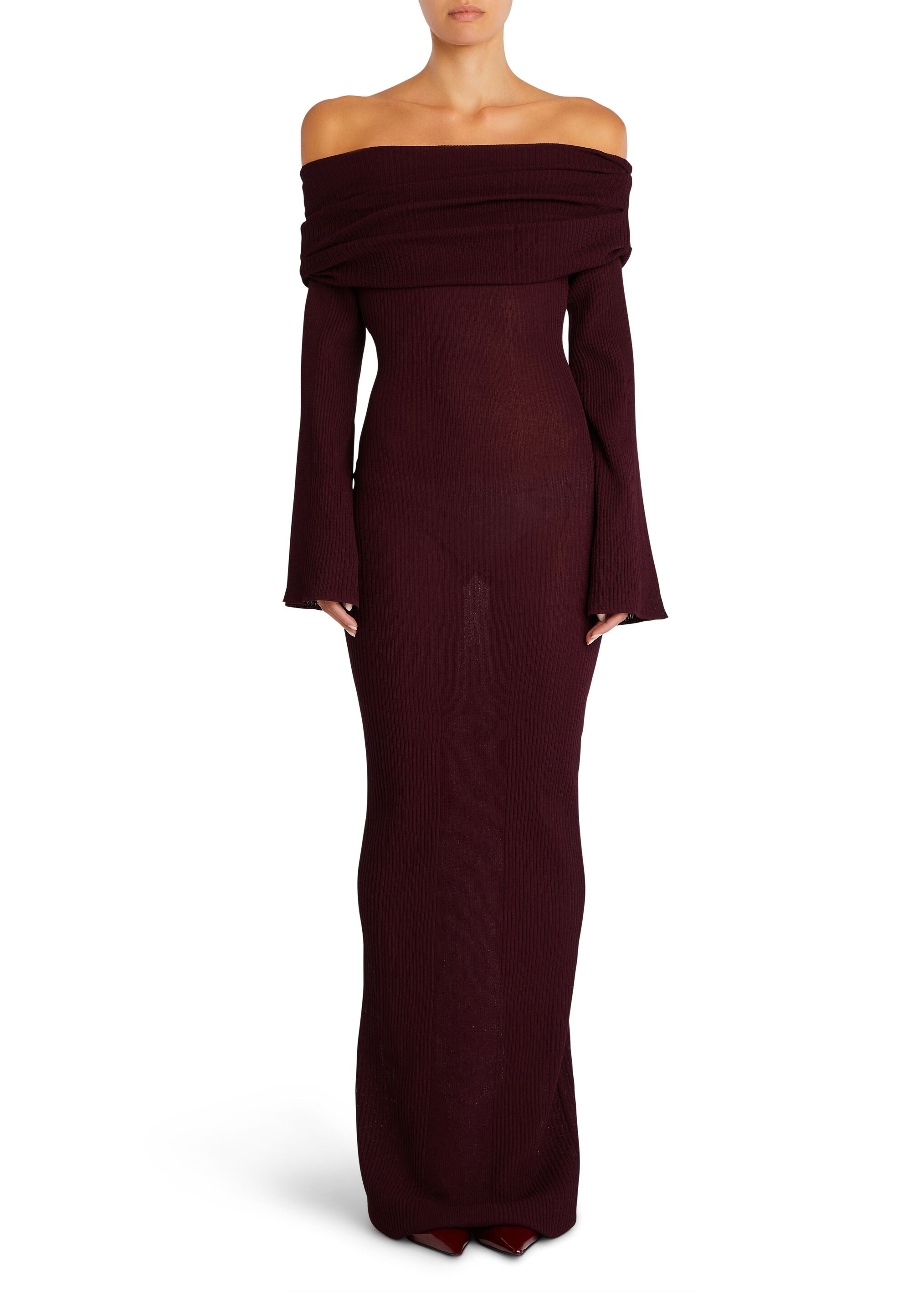 ★SCULPTOR★ 2way Shawl Maxi Dress Deep Wine SC24A241RD 2way Shawl Maxi Dress Deep Wine – Sculptor