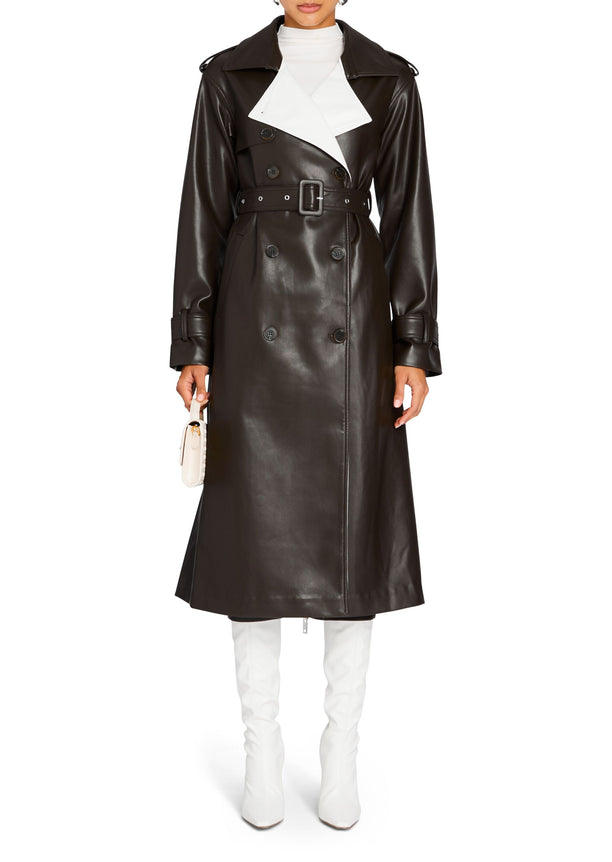 Estelle Vegan Leather Trench Coat