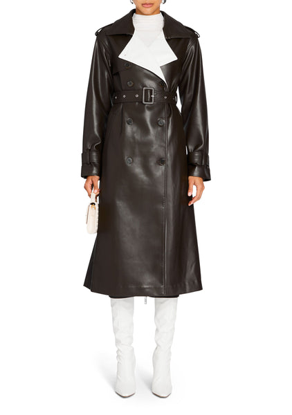 edge rupert☆山羊革☆leather“trench coat Noori Mens Leather Trench Coat BROWN | SHEARLING Fur Leather