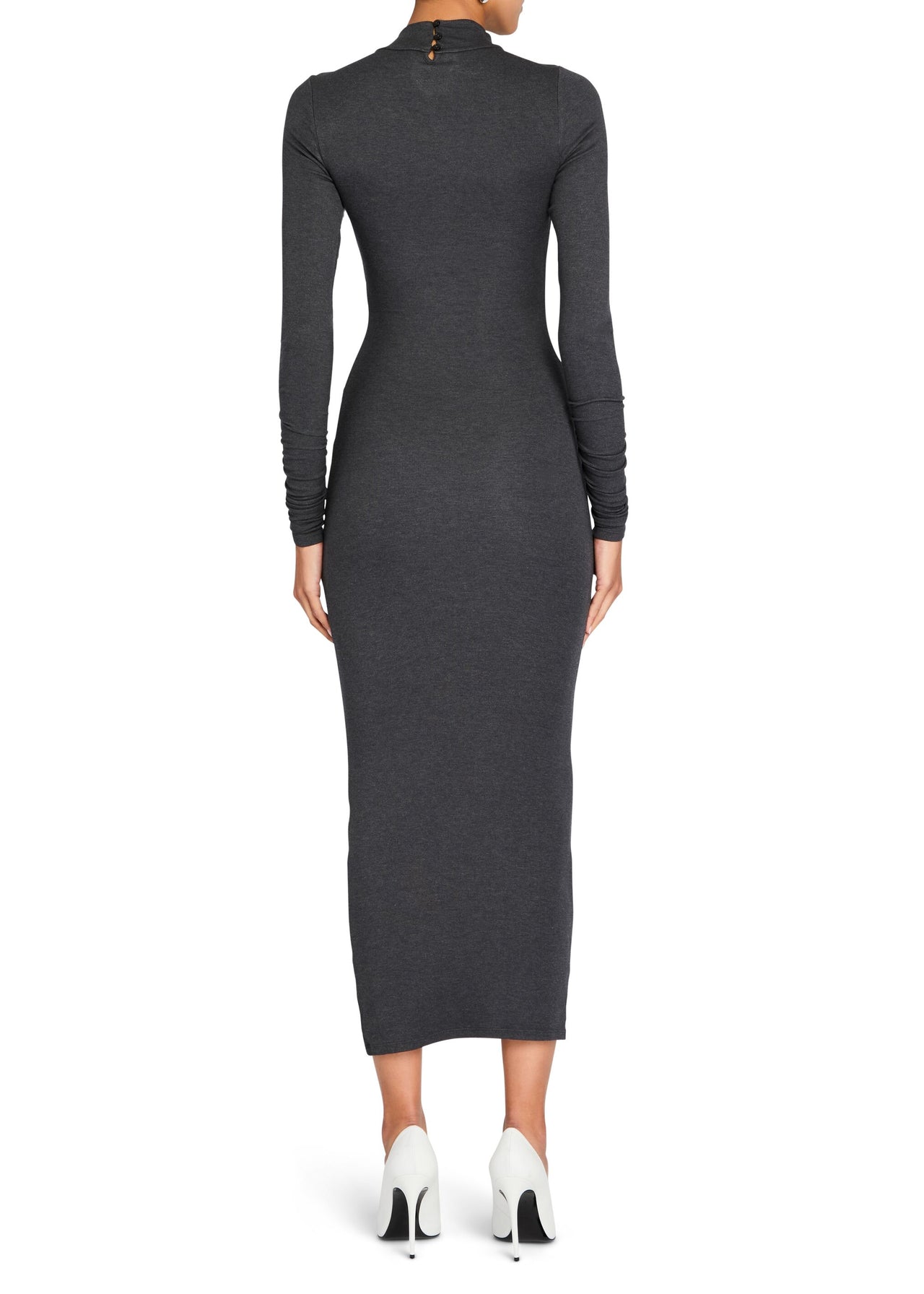 knee length dresses for ladies Silky Dark Grey Holiday Maxi Dress