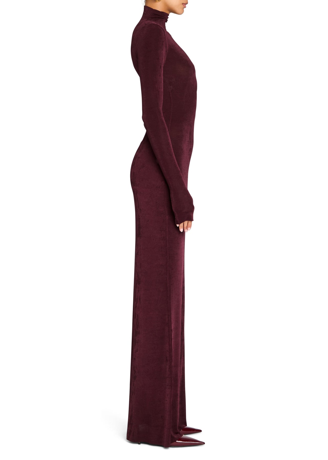 slim fit dress slacks Moonlit Lace Maxi Dress, Merlot Small