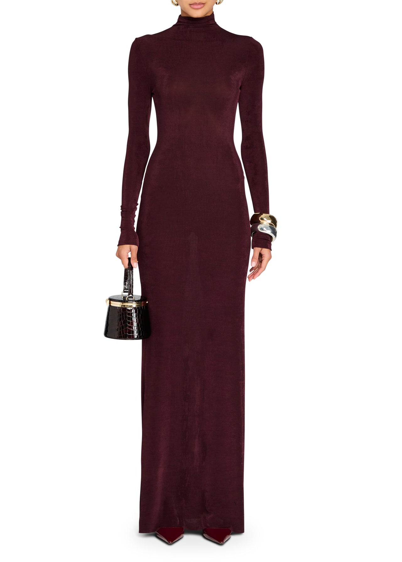 Gray wool dress winter dress maxi dress 0764#