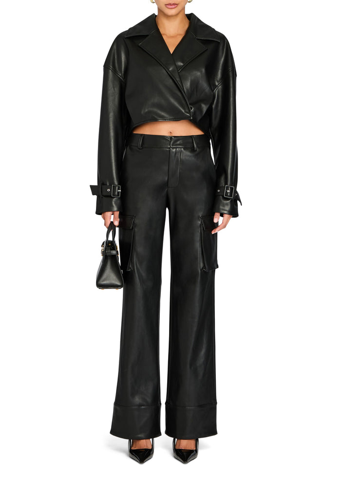 Koda Vegan Leather Cropped Trench