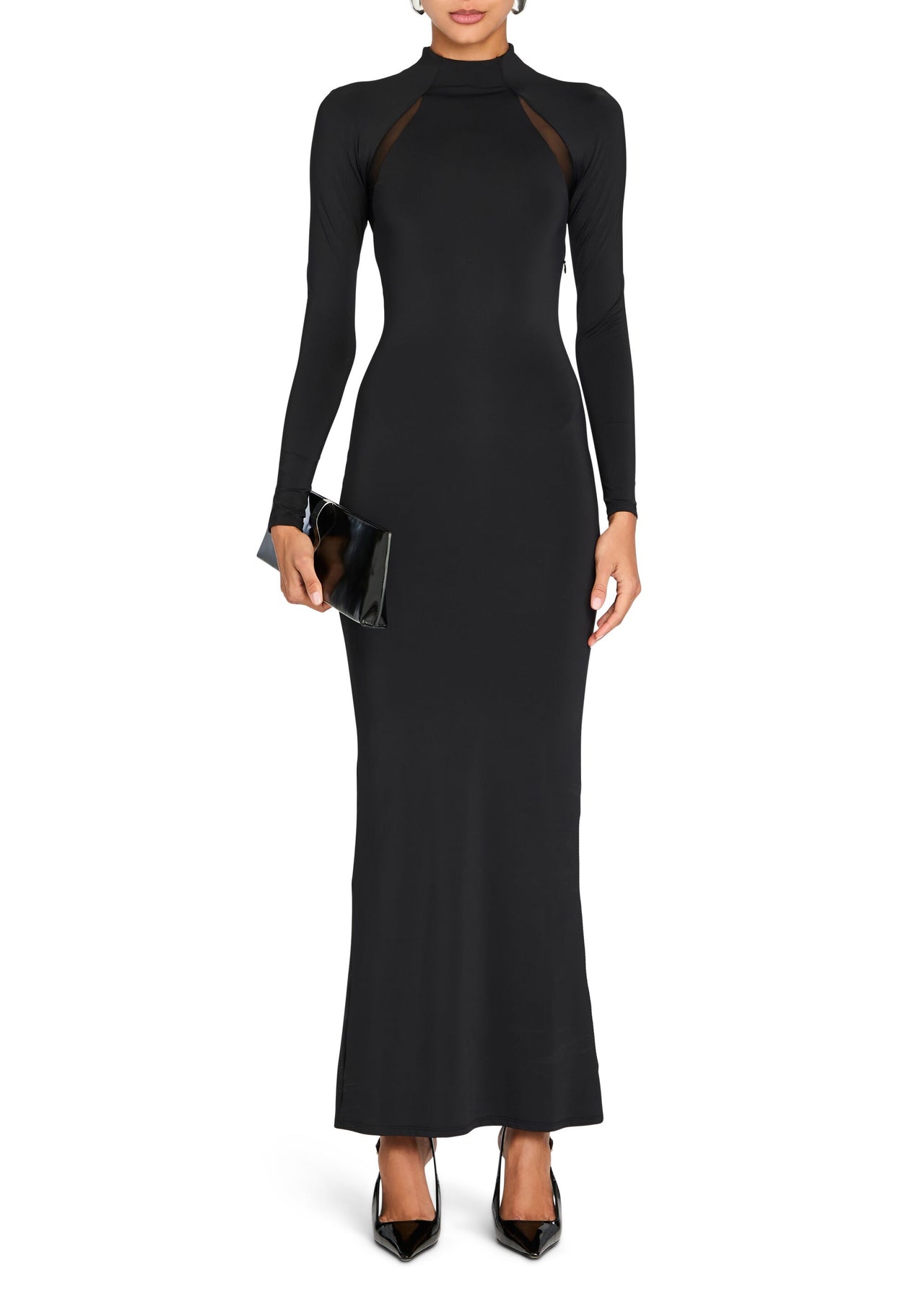 slim fit dress slacks Krystal Maxi Dress with Mesh Paneling – SEROYA