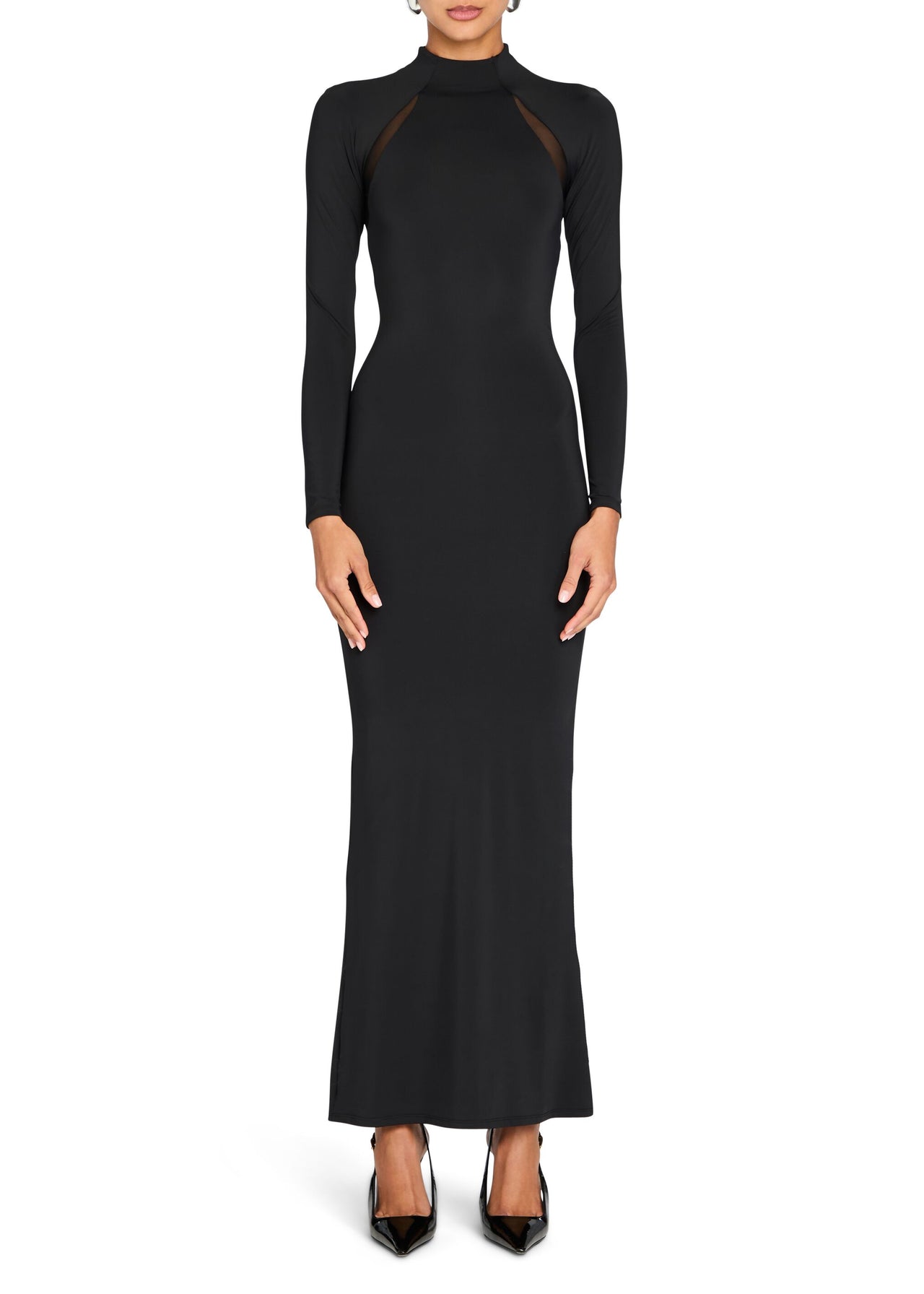Krystal Maxi Dress with Mesh Paneling – SEROYA