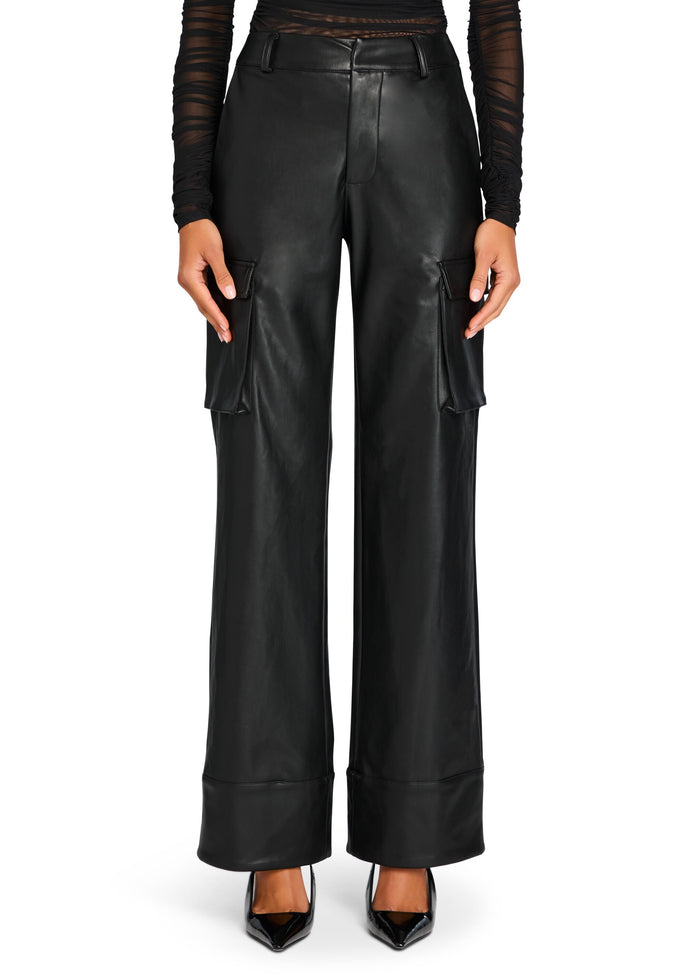 Fifer Vegan Leather Mid Rise Cargo Pant