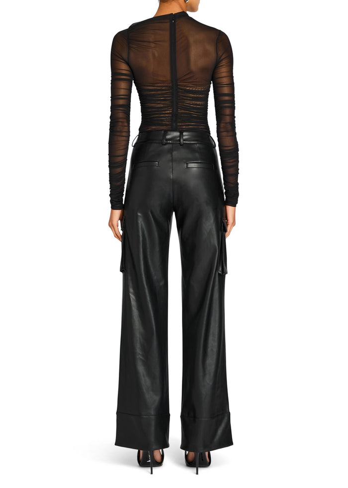 Fifer Vegan Leather Mid Rise Cargo Pant